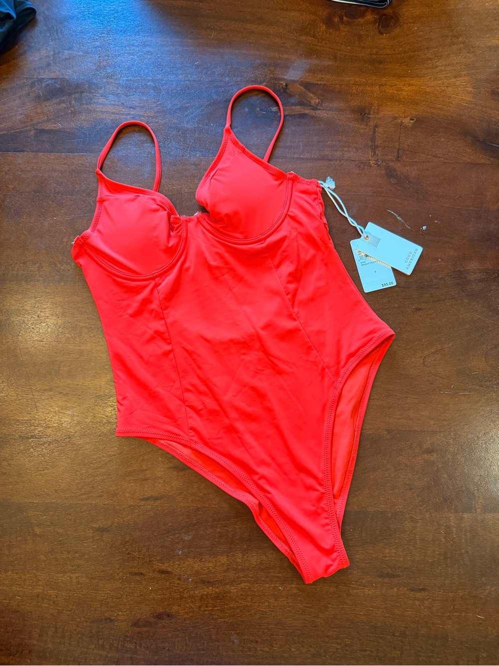 Red One-Piece Underwire Good American Swimsuit NWT